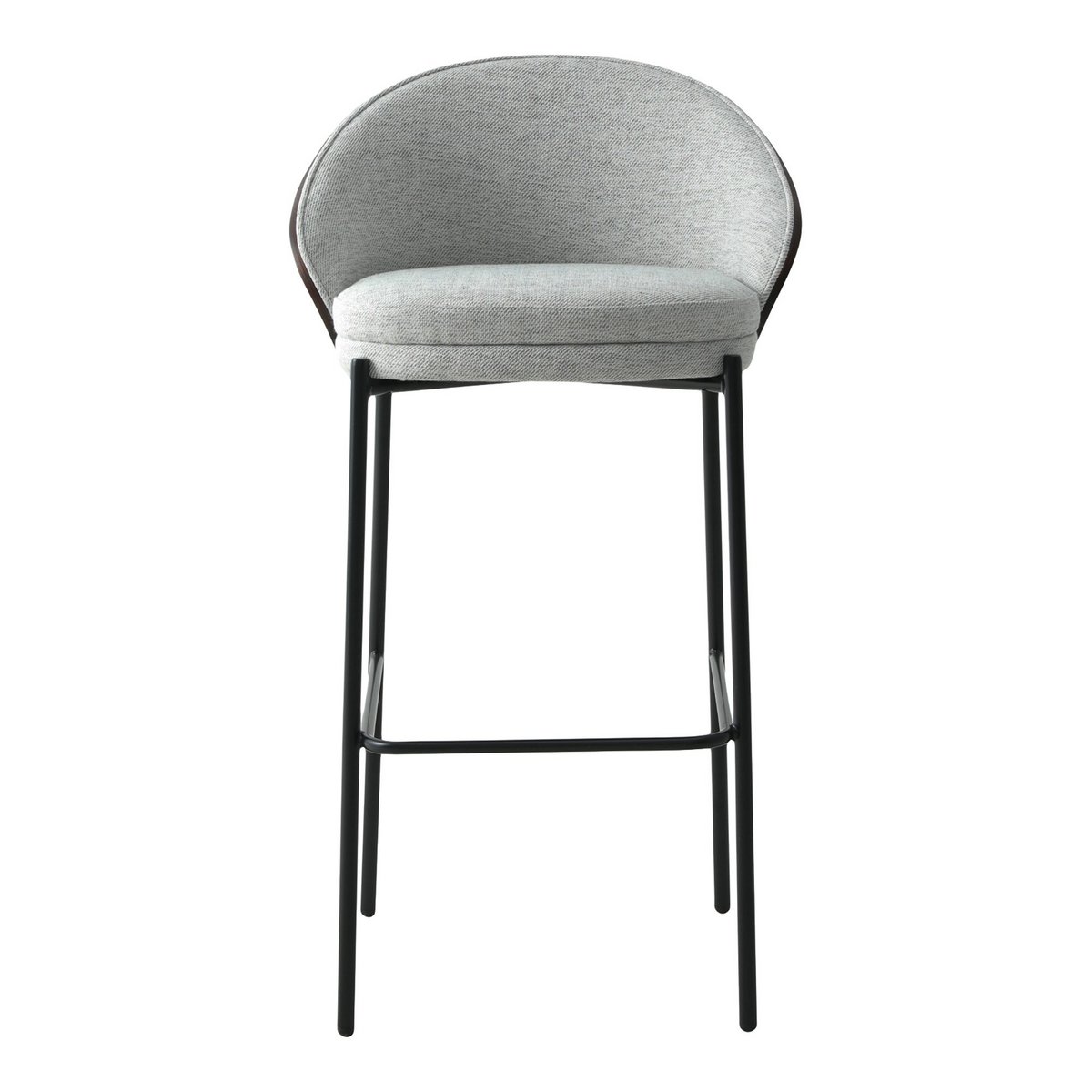 House Nordic - Canelas Bar Chair - Barstuhl, hellgrau mit dunkelbrauner Rückenlehne und schwarzen Beinen - 2er-Set