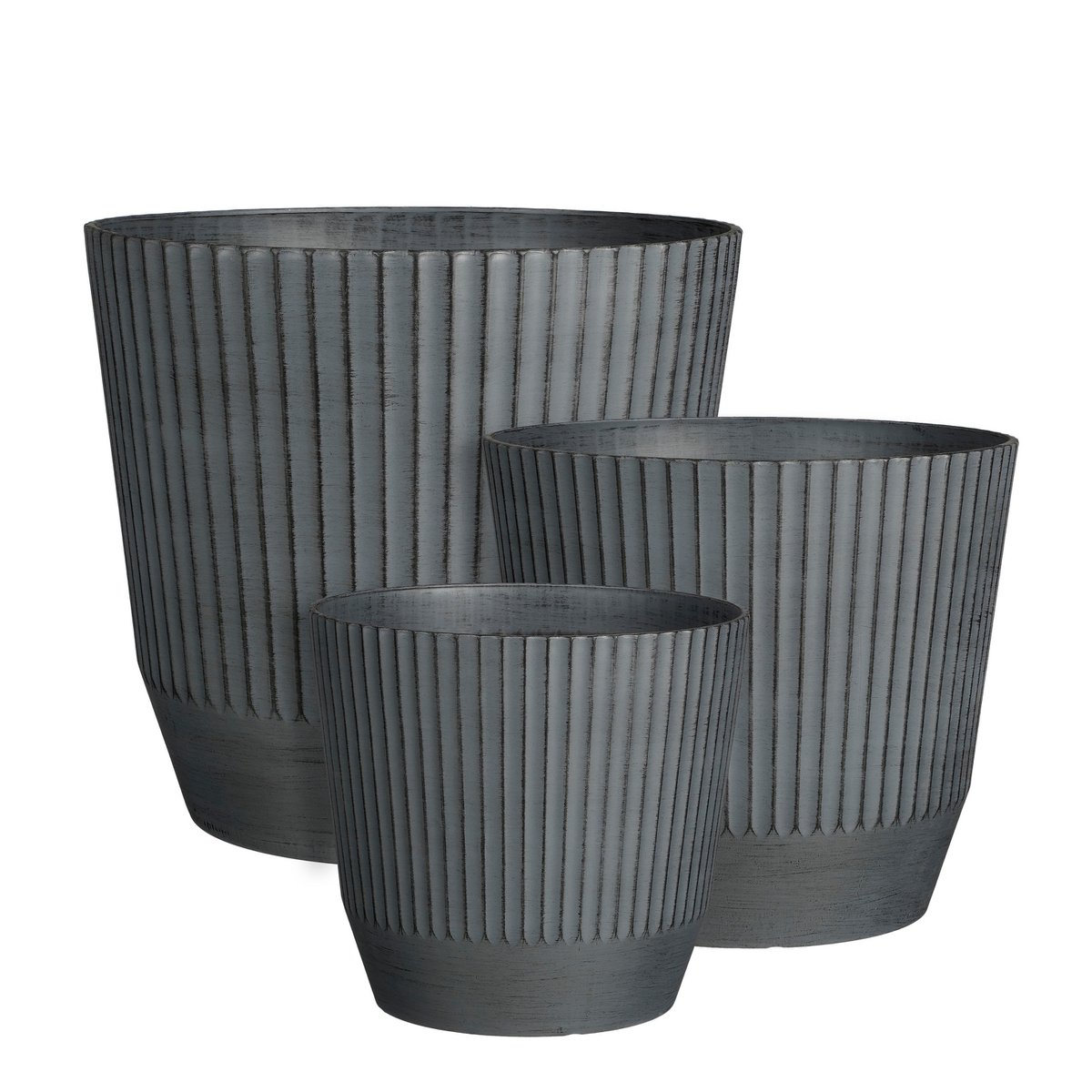 Mica Décorations - Pot de Fleur d'Extérieur Rio - H40,5 x Ø45 cm - Gris Foncé