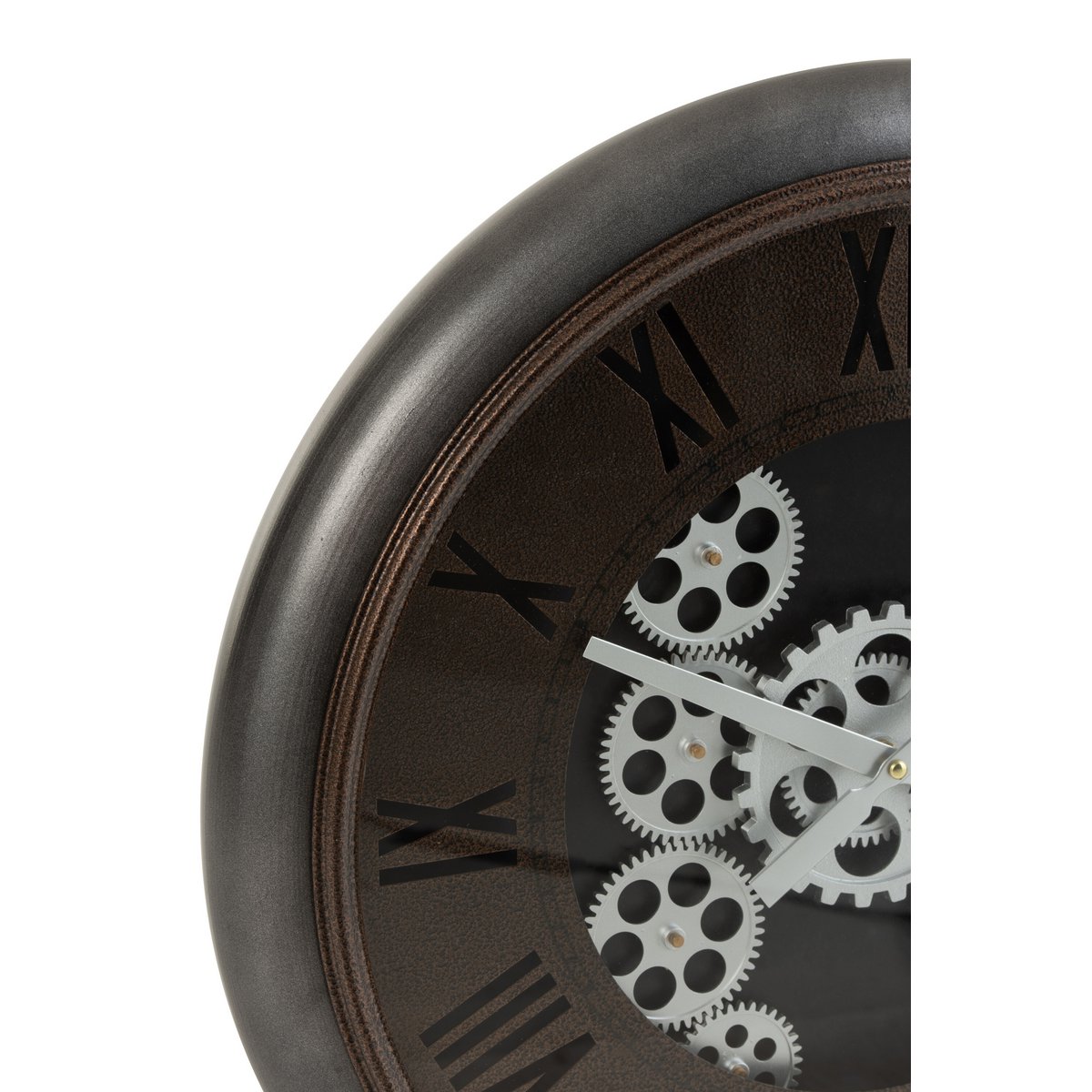 J-Line - Horloge Radars Chiffres Romains - Métal - Marron/Argent - Ø52cm