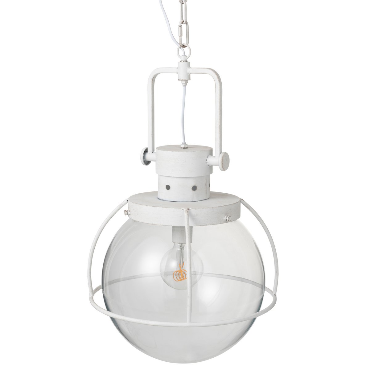 J-Line - Lampe Suspendue Ball - Verre/Métal - Blanc