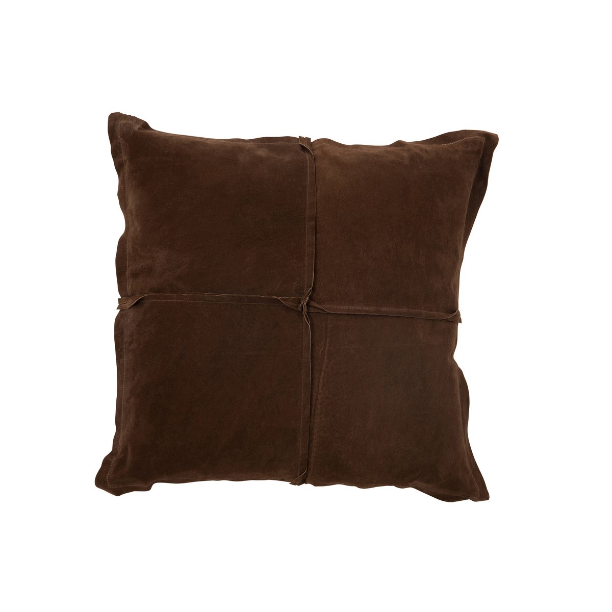 J-Line - Coussin Carré - Cuir/Lin - Marron