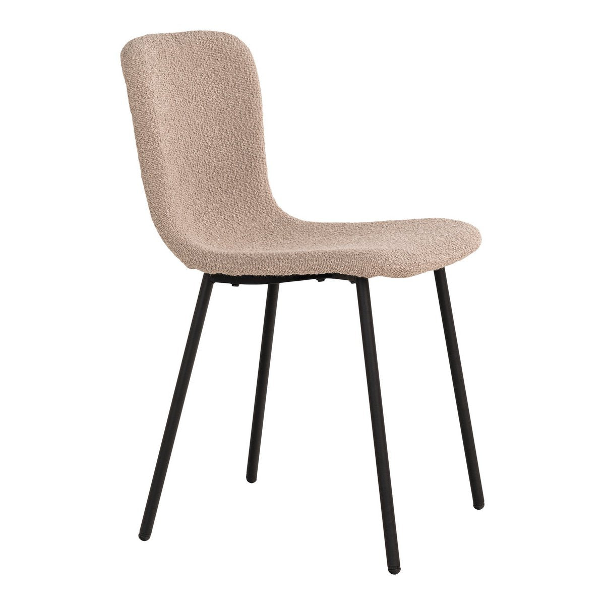 House Nordic - Halden Dining Chair - Eetkamerstoel in bouclé, beige met zwarte poten, HN1233 - set van 2