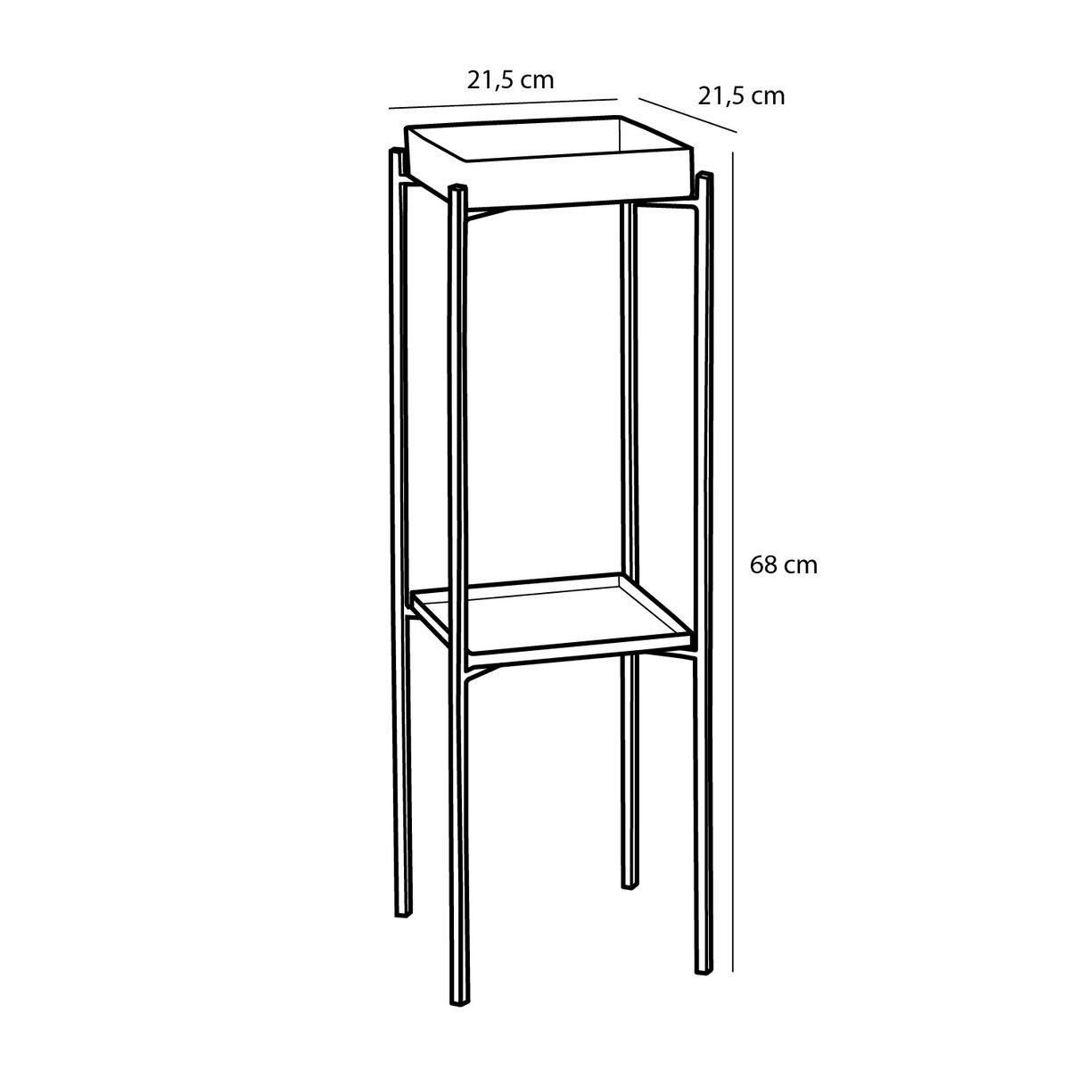 Mica Dekorationen – Dacia Pflanzenständer – L21,5 x B21,5 x H68 cm – Metall – Grün