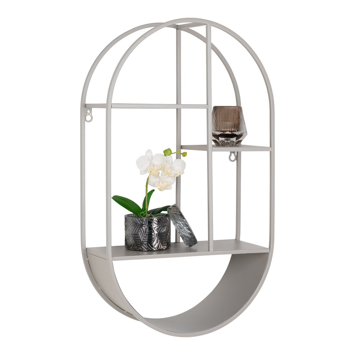 House Nordic - Feira Wandregal - Wandregal, oval, Stahl, kühles Grau, 35x15x60 cm