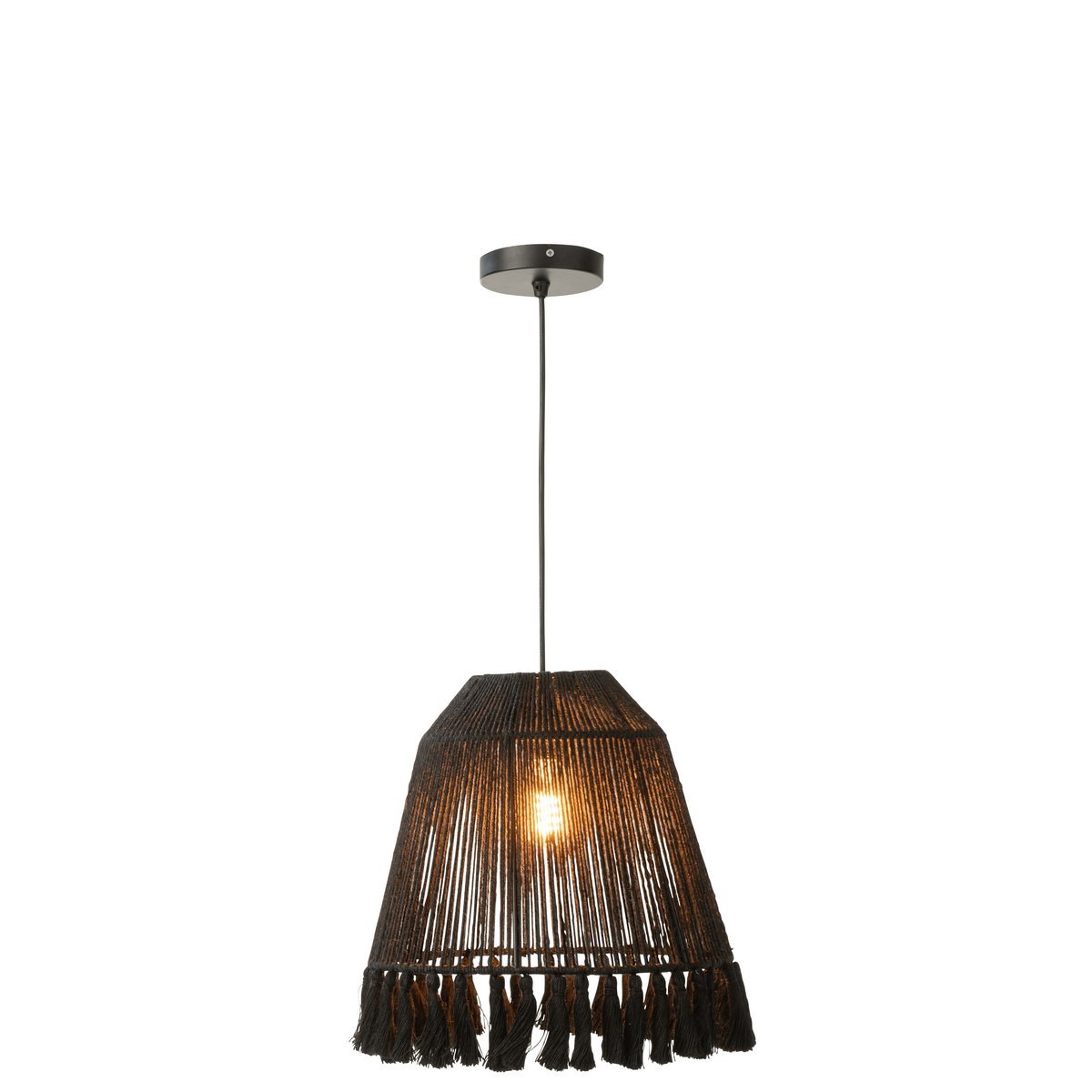 J-Line - Lampe suspendue Celia - Jute - Noir - Petit