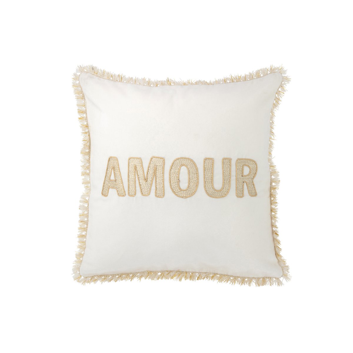 J-Line - Coussin Amour - Textil - Weiß/Gold