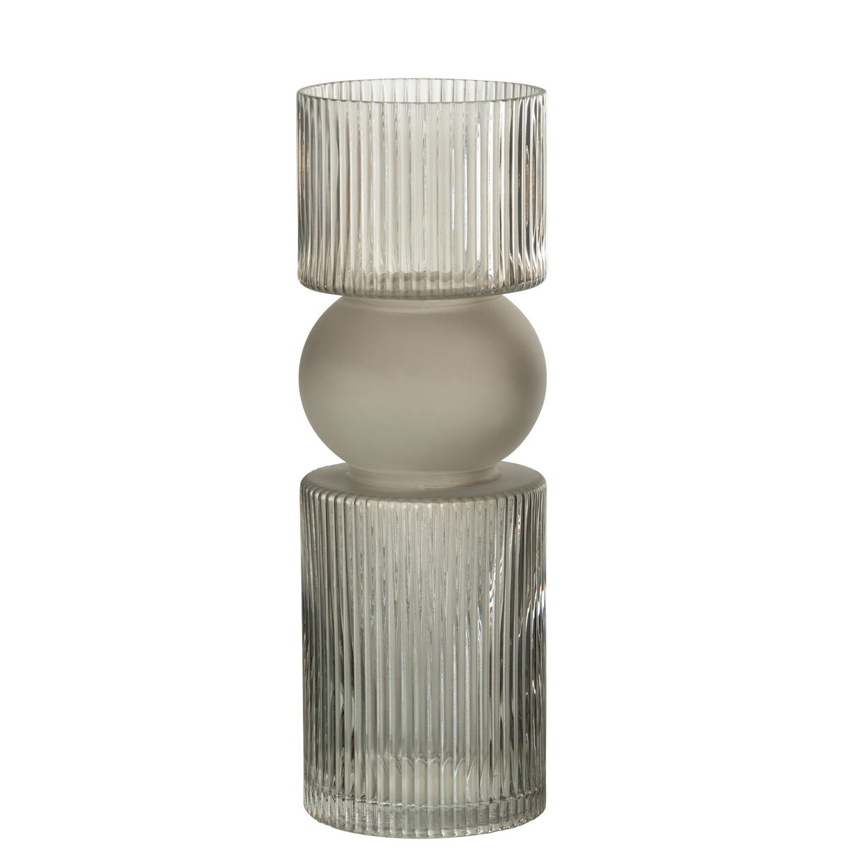 J-Line - Vase/Bougeoir Candy Glass Gris Grand