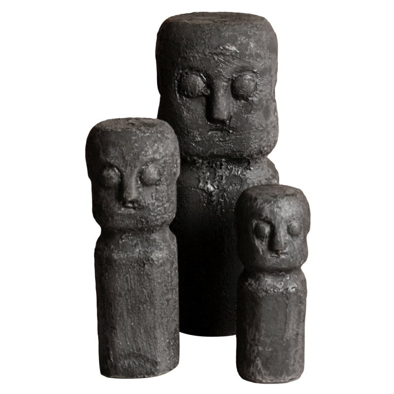 Pole to Pole - Sumba-Statue aus Keramik L Schwarz (6er-Set)