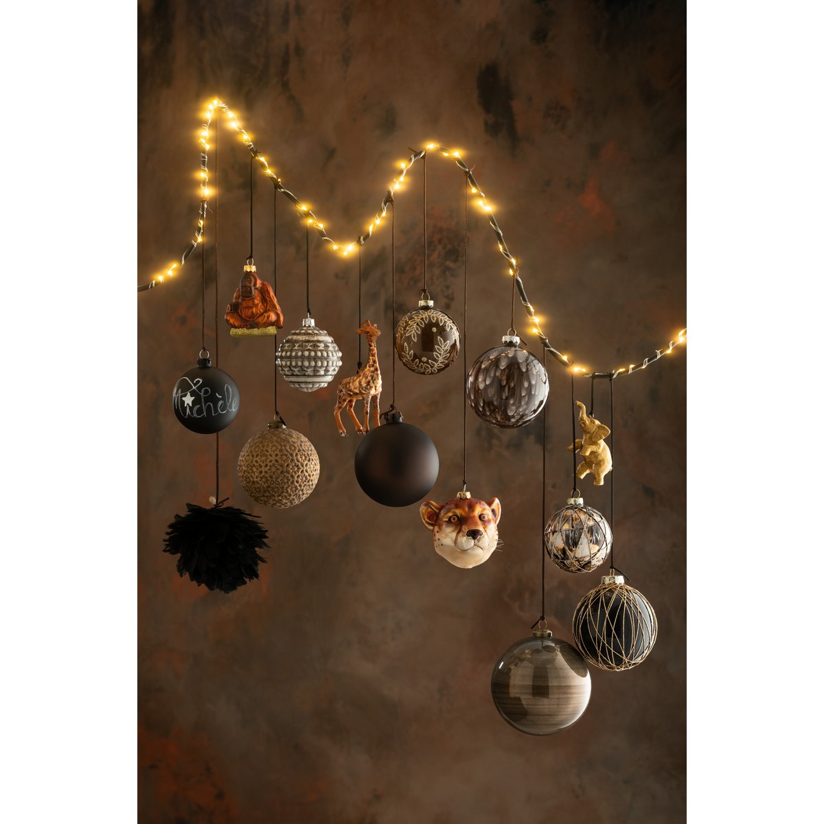 J-Line Doos Van 6 Kerstballen Blackboard Glas Zwart Small