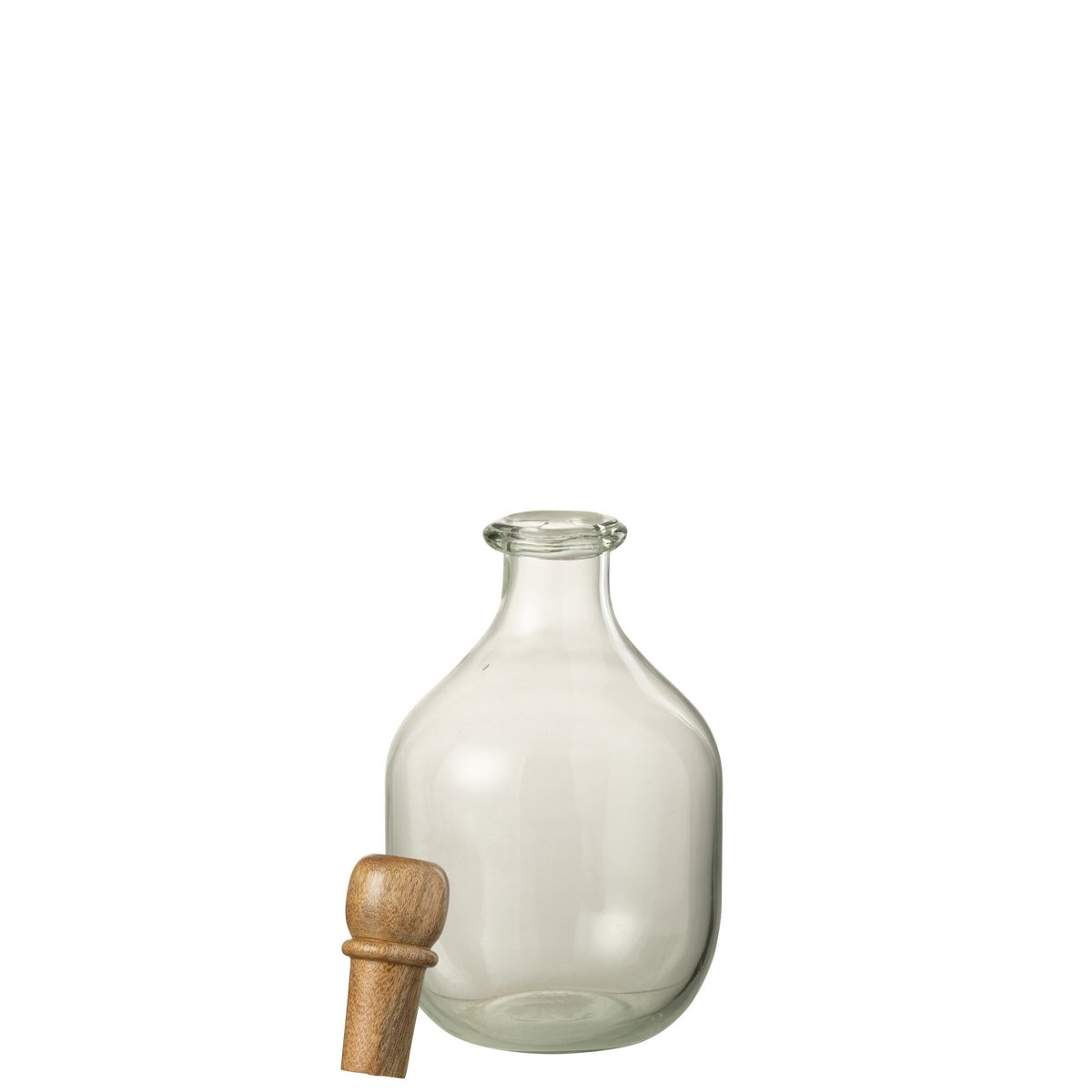 J-Line - Bouteille Ovale et Bouchon - Verre/Bois - Transparent