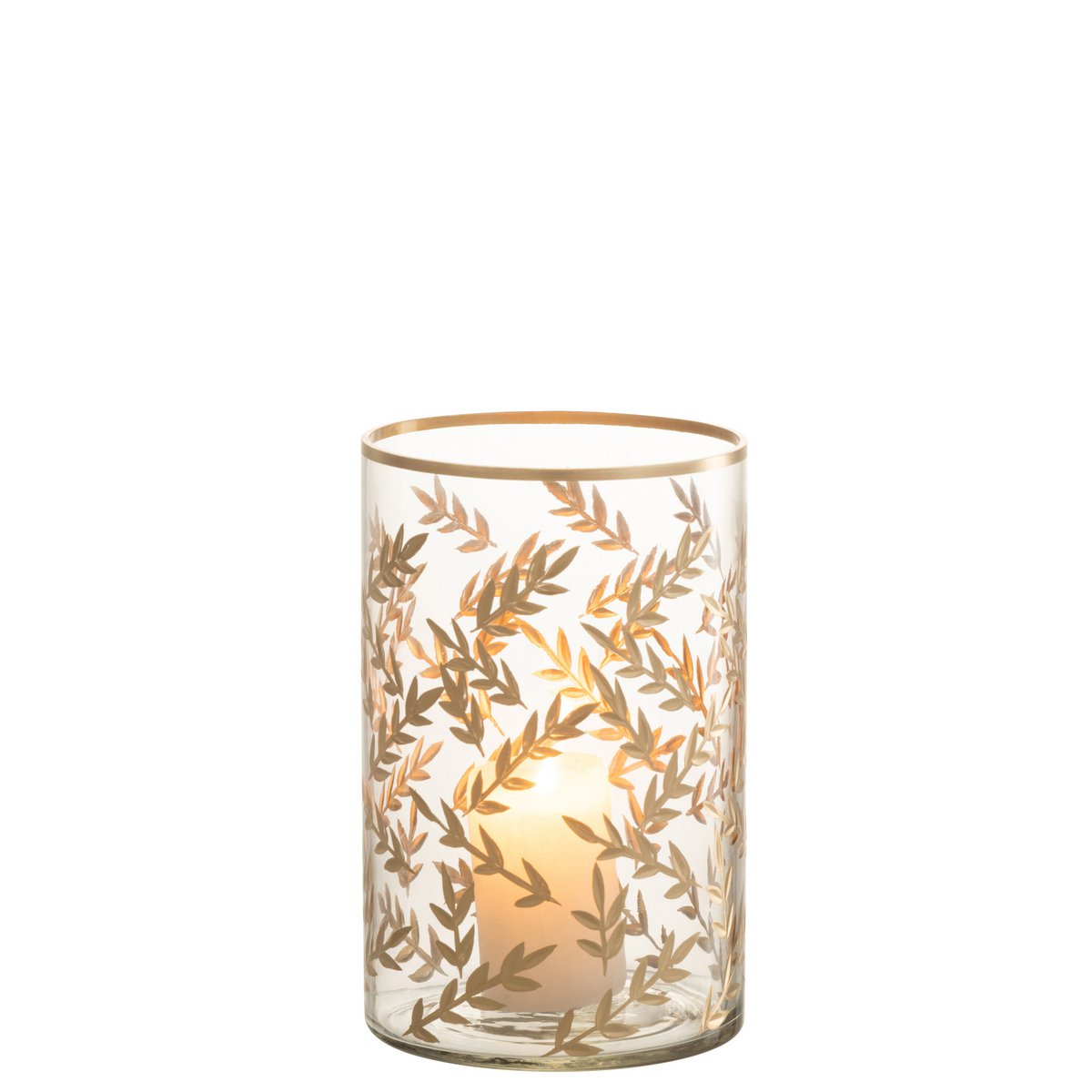 J-Line - Windlicht Tarwe - Glas - Goud/Transparant - Medium