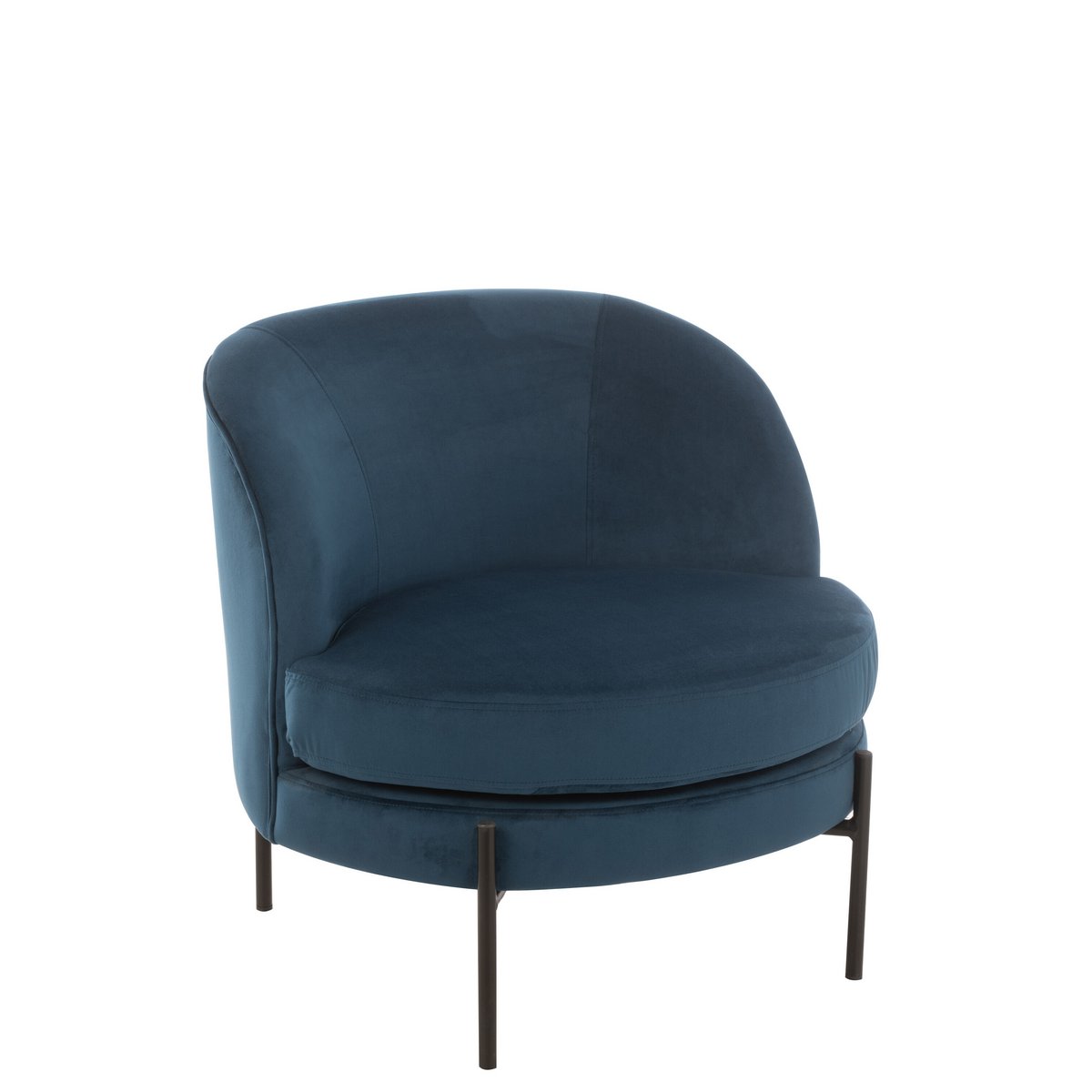 J-Line - Fauteuil Lounge Rond Textile/Métal Bleu