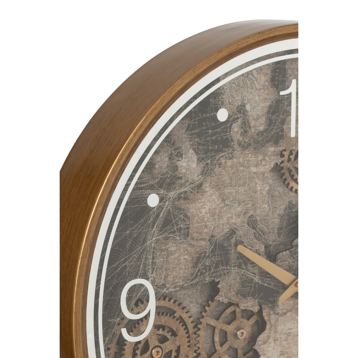 J-Line - Horloge Carte Europe MDF Or Grand