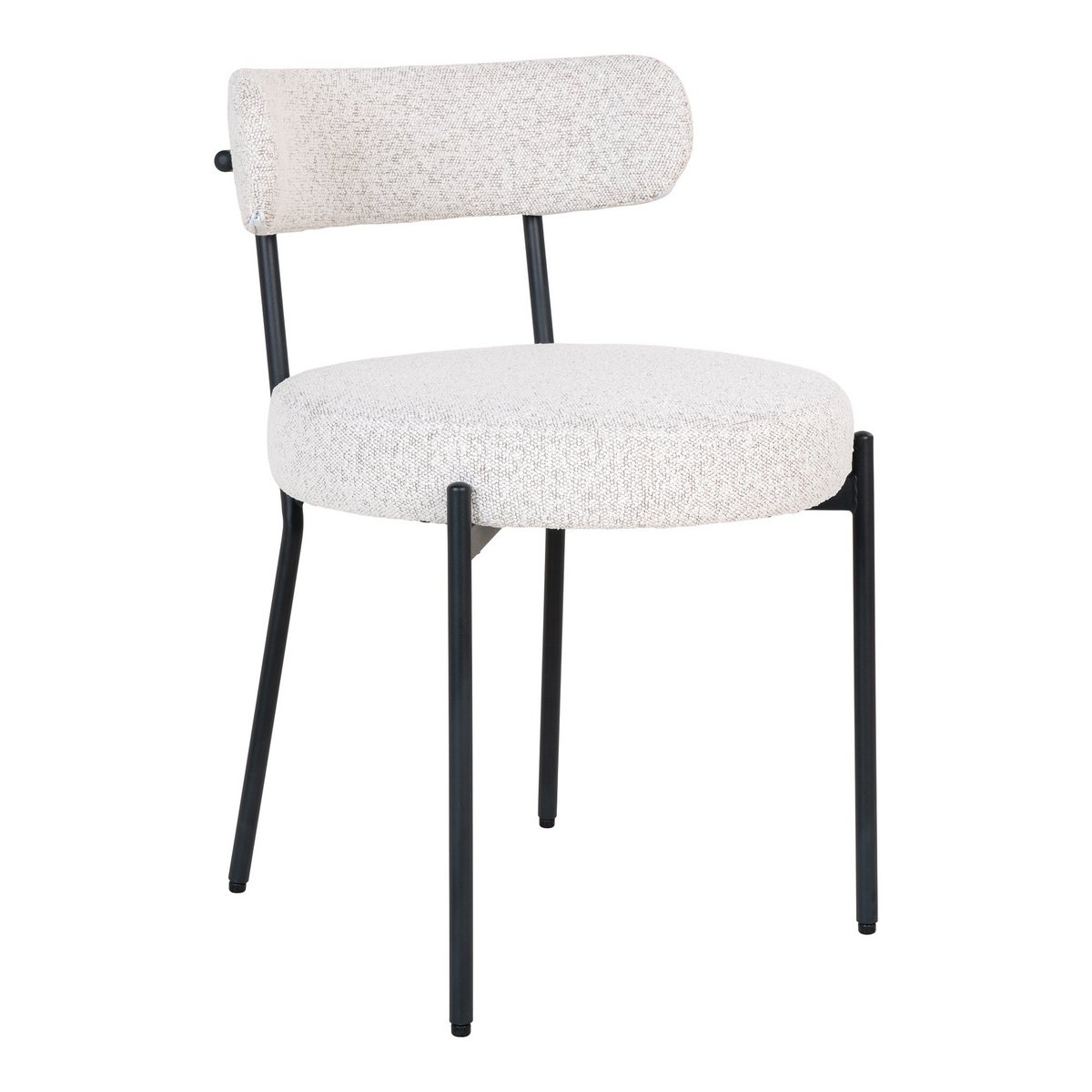 House Nordic - Badalona Dining Chair - Eetkamerstoel, wit bouclé met zwarte poten, HN1270 - set van 2