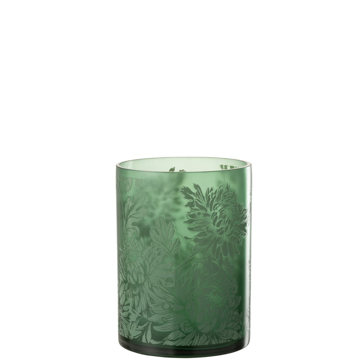 J-Line - Lanterne Fleurs - Verre - Vert - Extra Large