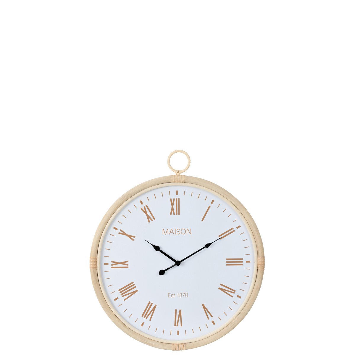 J-Line - Horloge murale Kyr - Jute - Naturel/Blanc - Moyen - Ø4,5cm