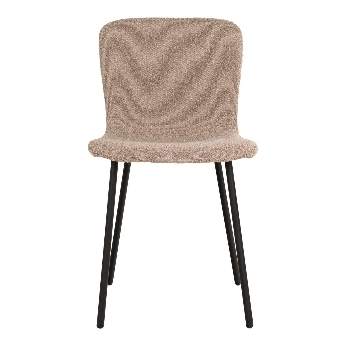 House Nordic - Halden Dining Chair - Eetkamerstoel in bouclé, beige met zwarte poten, HN1233 - set van 2