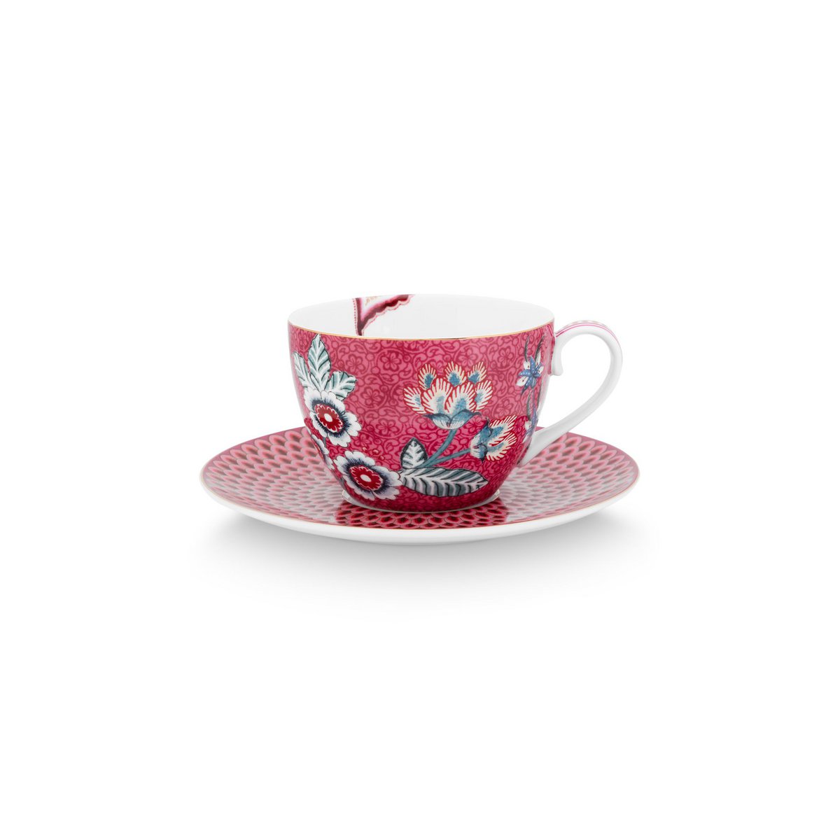 Pip Studio - Set/2 Cups & Saucers Flower Festival Dark Pink 280ml