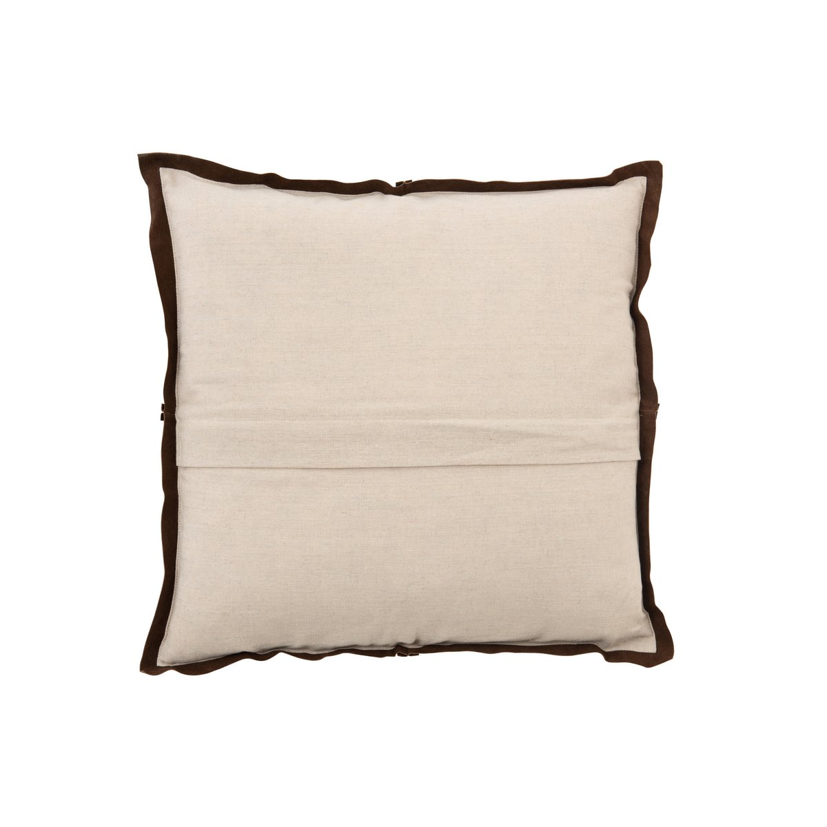 J-Line - Coussin Carré - Cuir/Lin - Marron