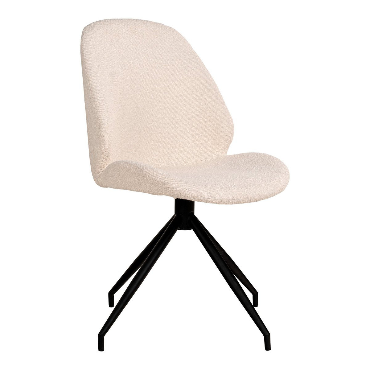 House Nordic - Monte Carlo Dining Chair - Chaise de salle à manger en bouclé avec base pivotante, blanche avec pieds noirs, HN1232 - Lot de 2