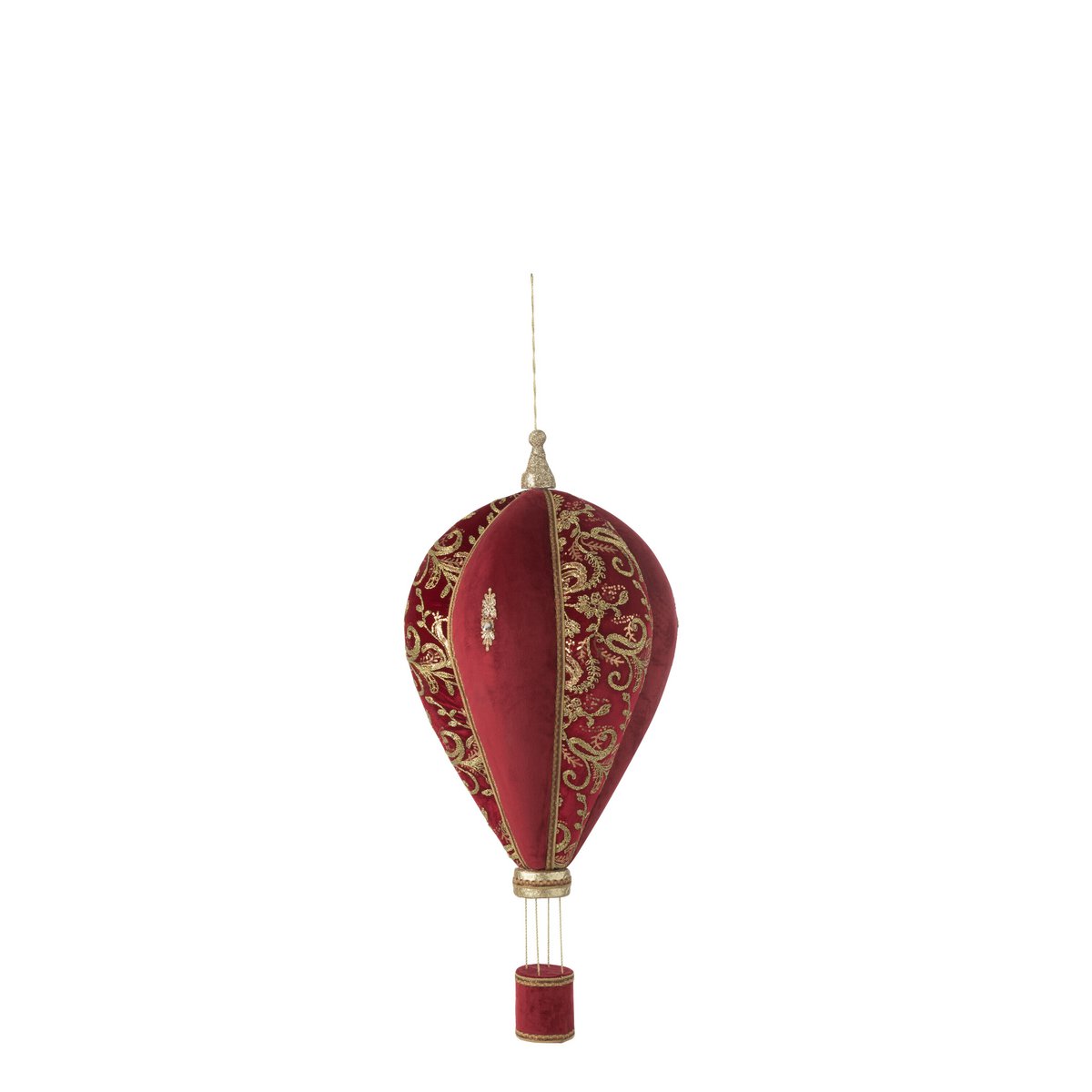 J-Line - Deko-Anhänger 'Hot Air Balloon' (Rot/Gold, Größe M)