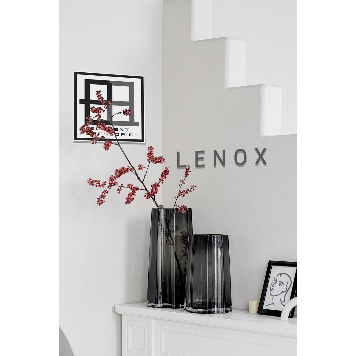 Element Accessories - Modern-Klassiek Luxe hoge vaas, stijlvol Belgisch design, LENOX 40 Grijs