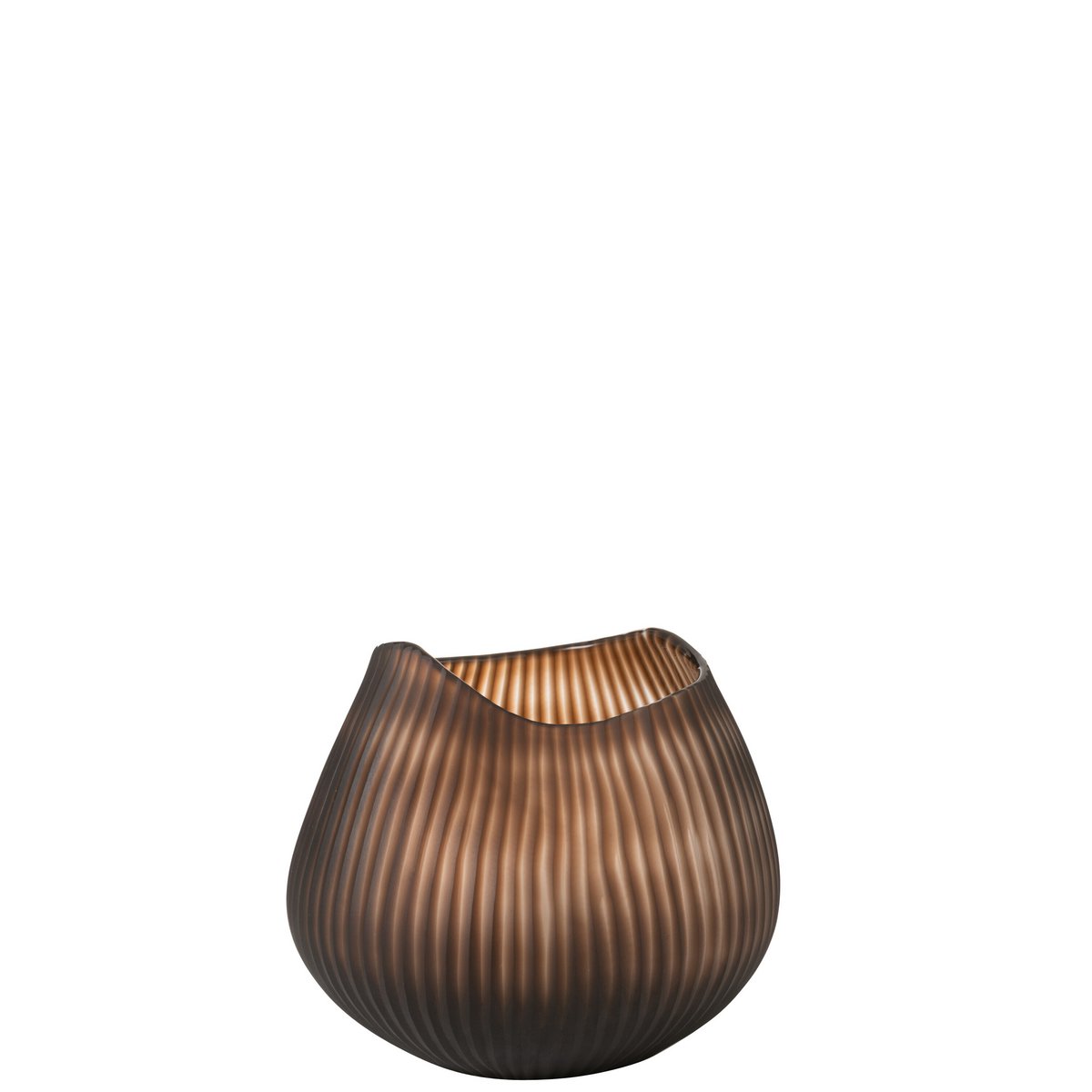 J-Line - Vase Stripe - Verre - Marron - Petit