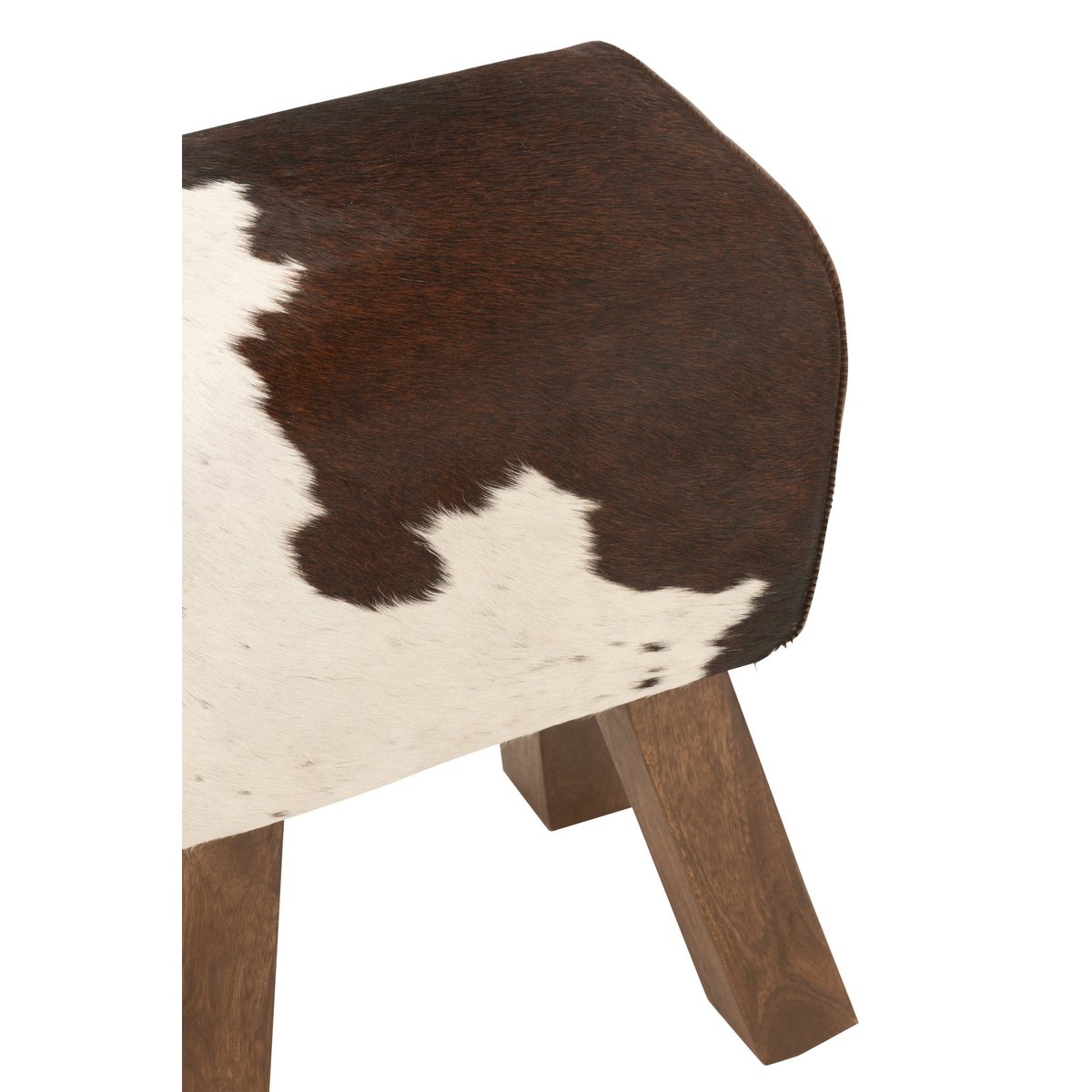 J-Line - Tabouret Vache Manguier/Fourrure Noir/Blanc