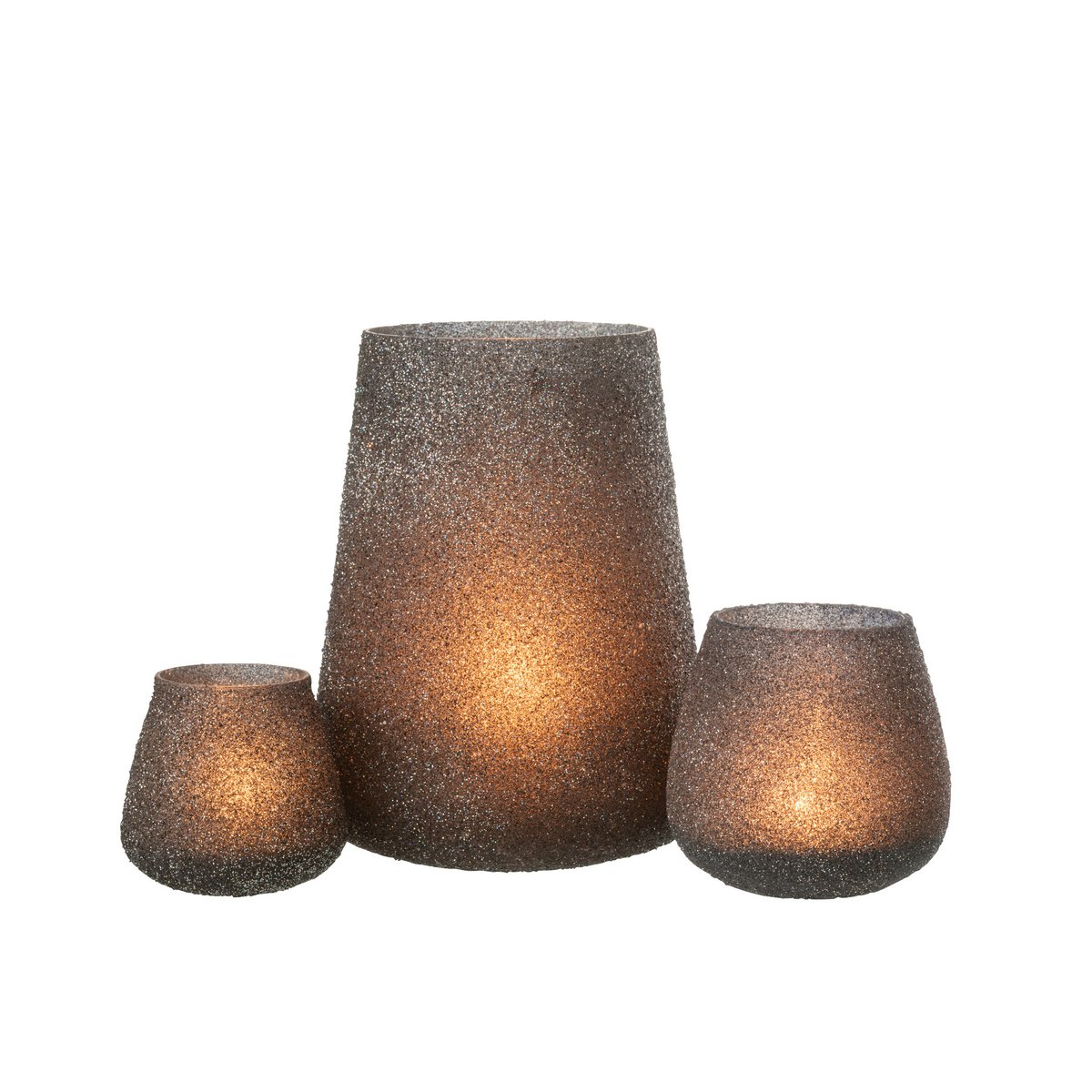 J-Line - Lantaarn Glitter - Glas - Per Paar - Groot