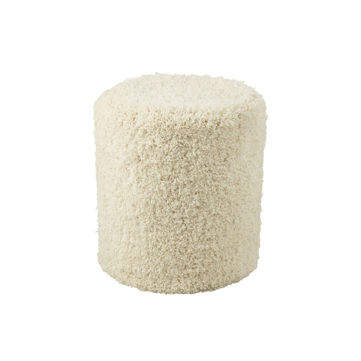 J-Line - Pouf Zylinder Flauschiges Polyester Creme