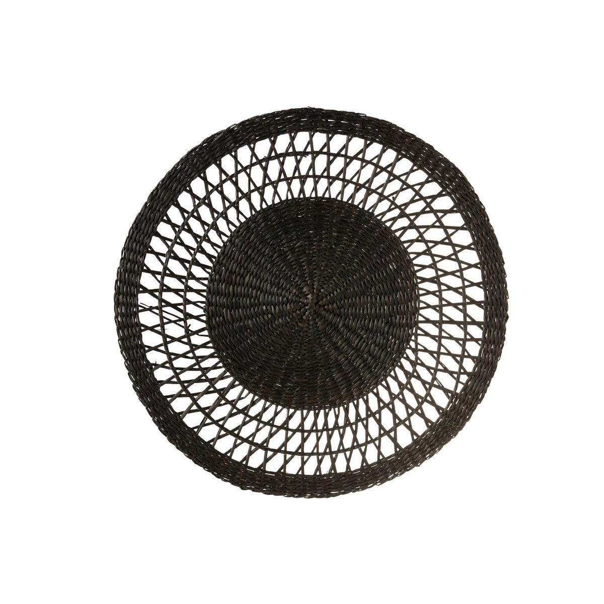 J-Line - Set de Table Rond en Jonc de Mer - Jute - Noir