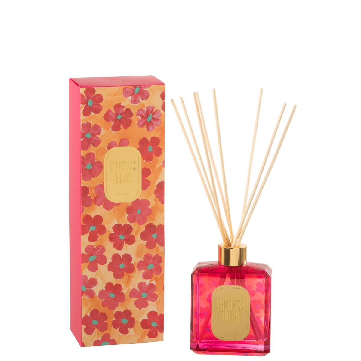 J-Line - Huile parfumée + Sticks - Fleurs - Orange/Rouge