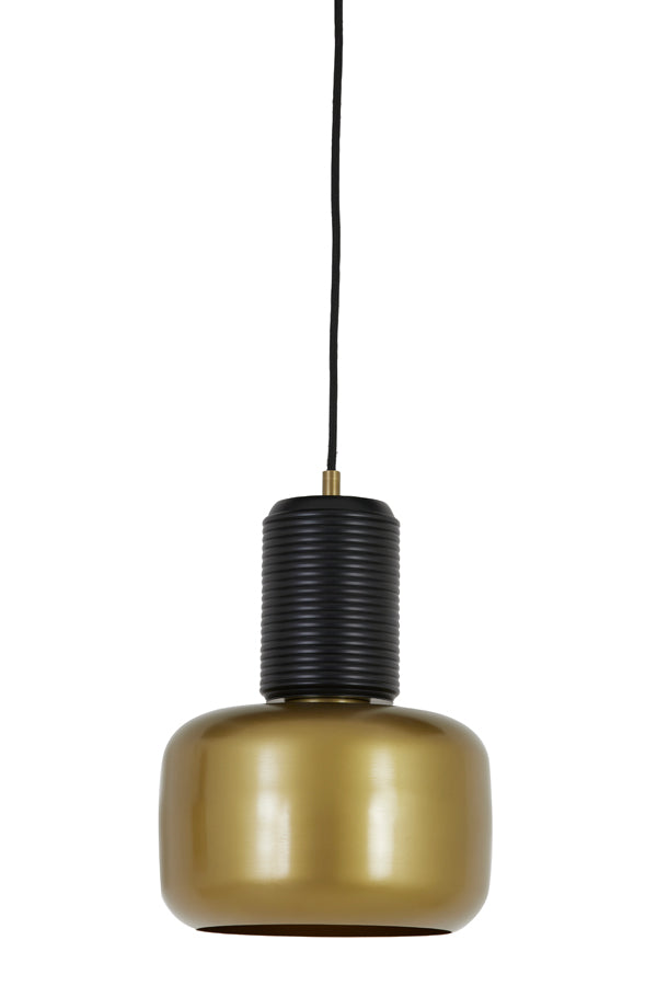 Light &amp; Living - Lampe à suspension 'Chania' (Taille M, Noir Mat &amp; Bronze Antique)