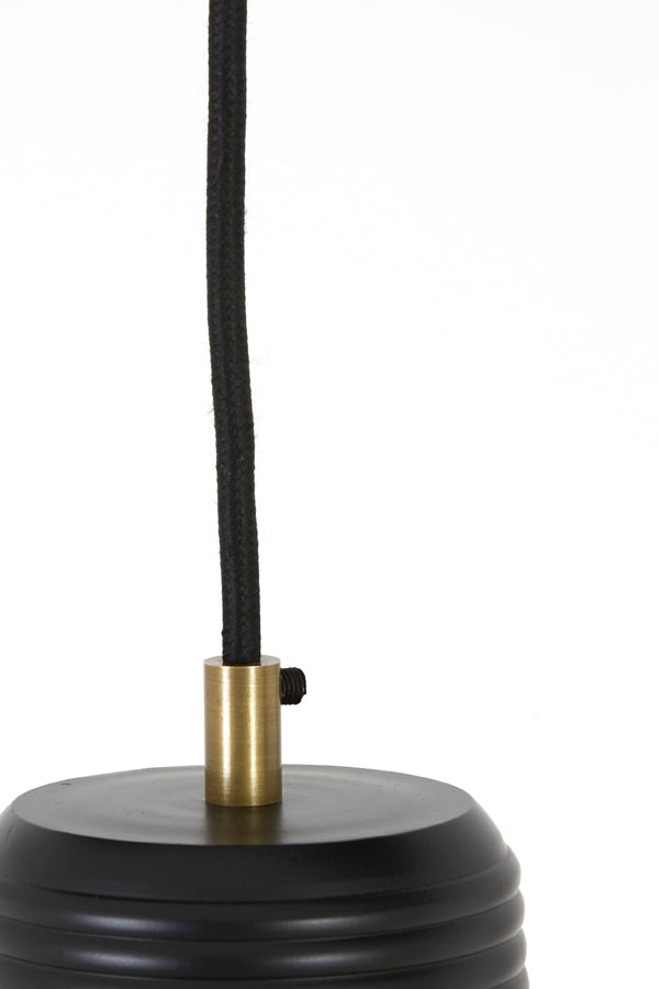 Light &amp; Living - Lampe à suspension 'Chania' (Taille M, Noir Mat &amp; Bronze Antique)