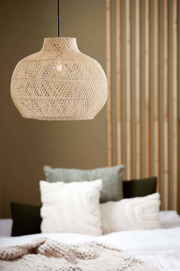 Light &amp; Living - Lampe suspendue 'Charita' (Taille M, Rotin, Naturel)