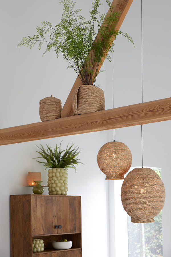 Light &amp; Living - Lampe suspendue 'Coryp' (Feuille de Palmier, Naturel)