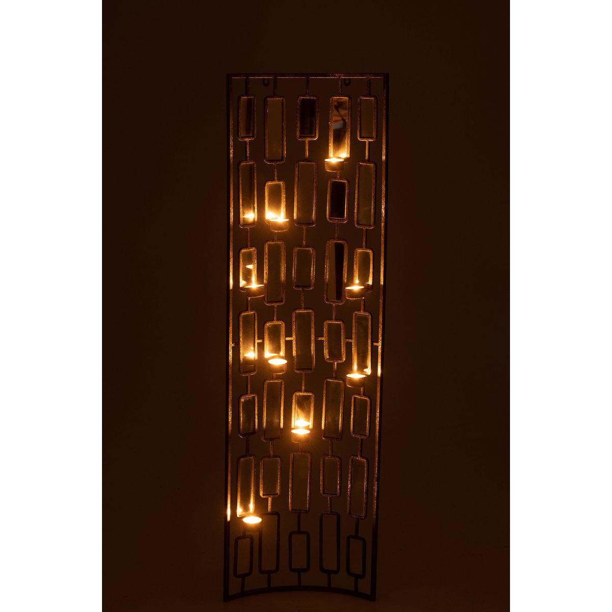 J-Line - Wanddecoratie Waxinelichthouder - Metaal/Spiegel - Grijs - Large