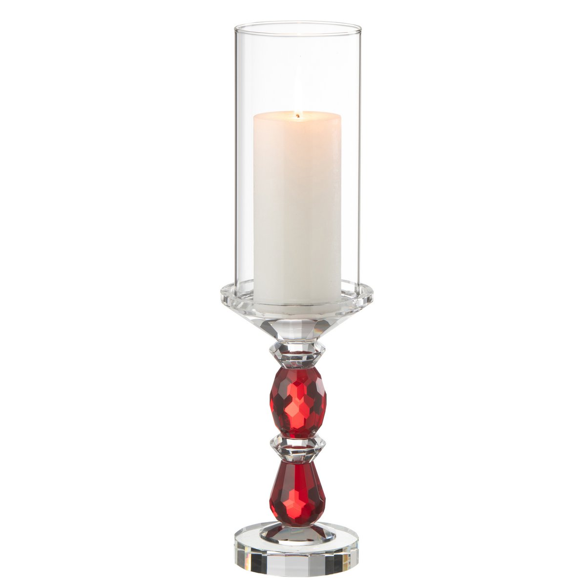 J-Line - Bougeoir Marie Cristal Rouge/Transparent Large