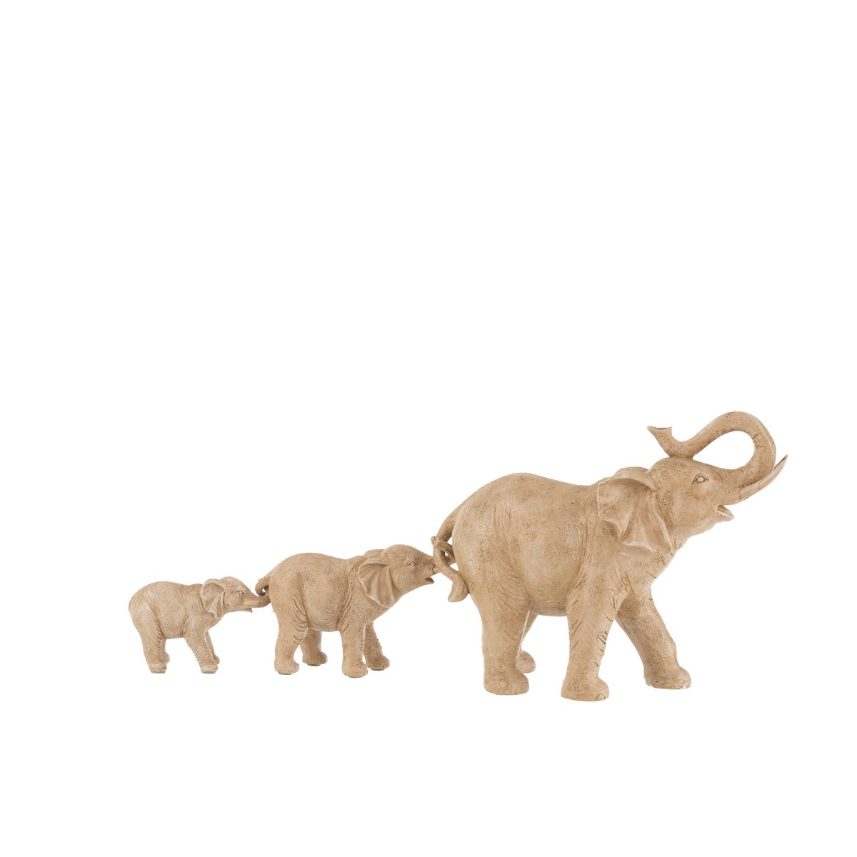 J-Line - Elefant 3 in einer Reihe Poly Beige