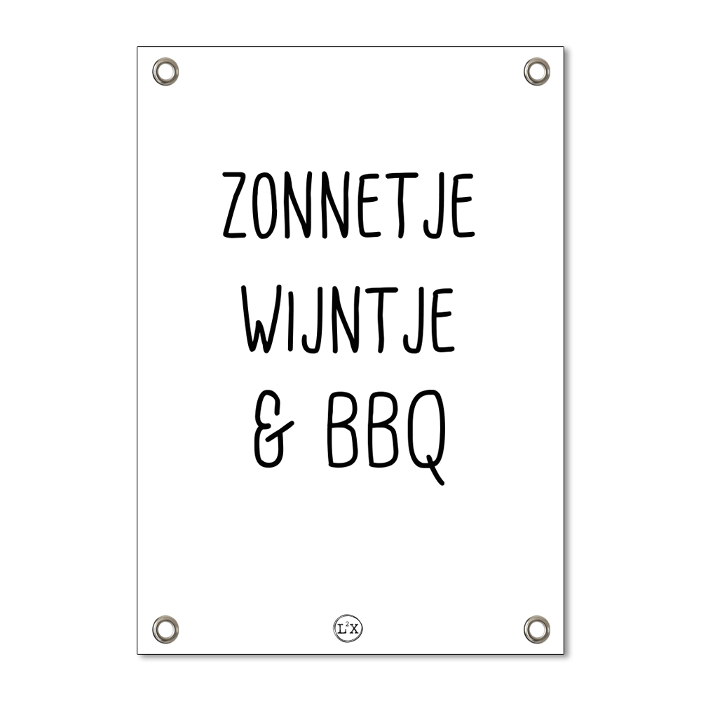 Label2X - Tuinposter zonnetje wijntje bbq wit