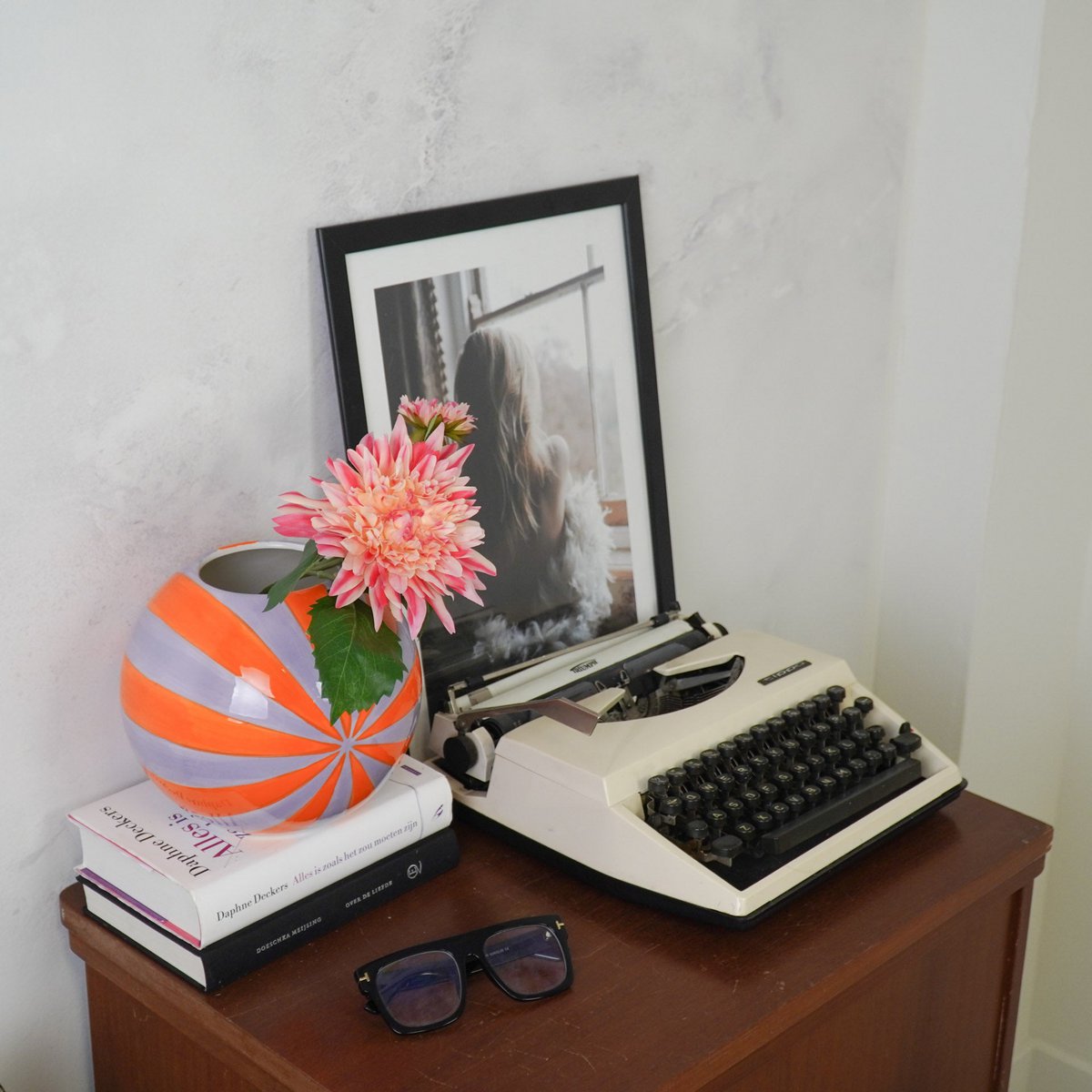 Housevitamin - Vaas - Bloemvaas Swirl - Orange/Lilac - 20x20x20cm