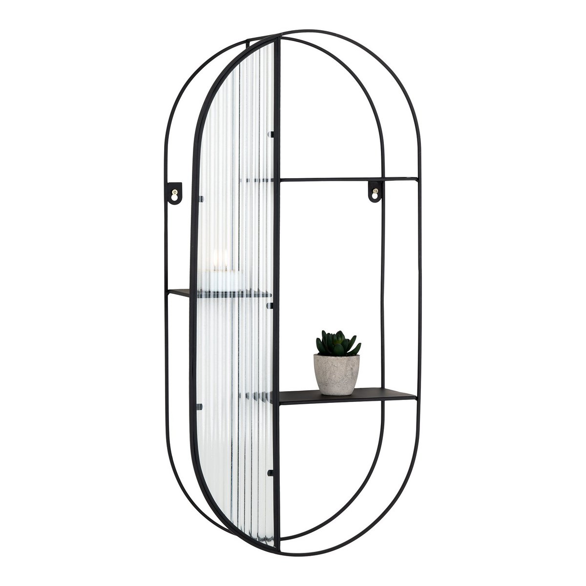 House Nordic - Newcastle Shelf - Regal, Stahl/Glas, schwarz, 3 Regale, 32x11x68 cm