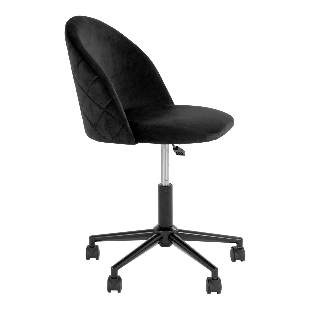 House Nordic - Geneve Office Chair - Chaise de bureau en velours, noir avec pieds noirs, HN1207