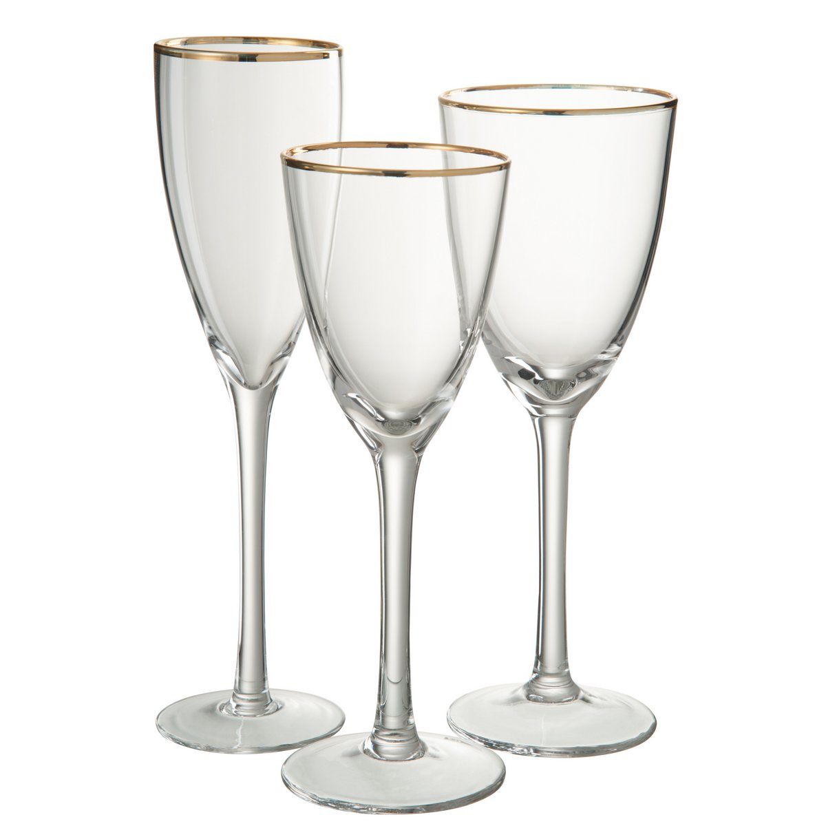 J-Line - Champagnerglas Goldrand - Glas - Gold