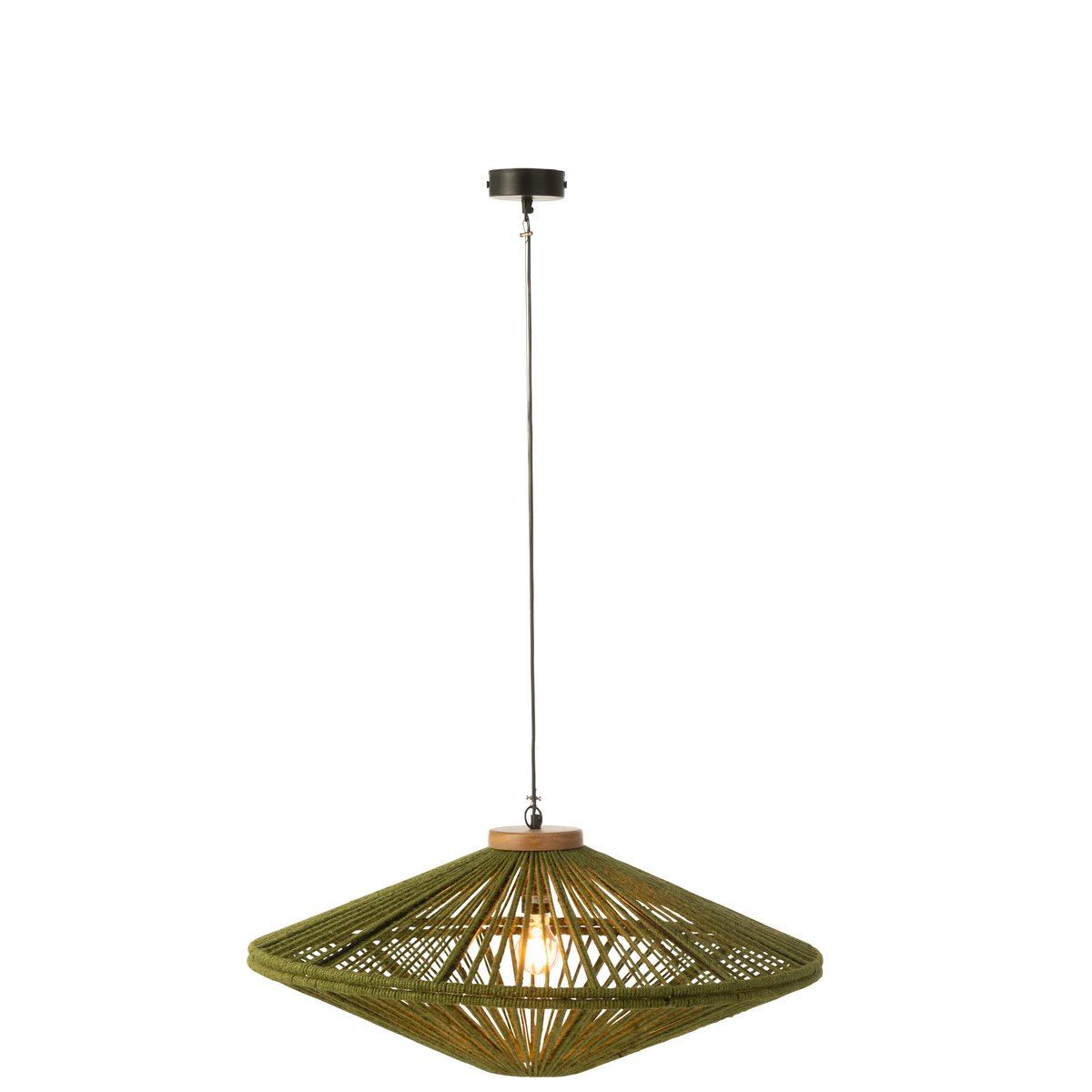 J-Line - Hanglamp Ovni Ijzer/Jute Groen Medium