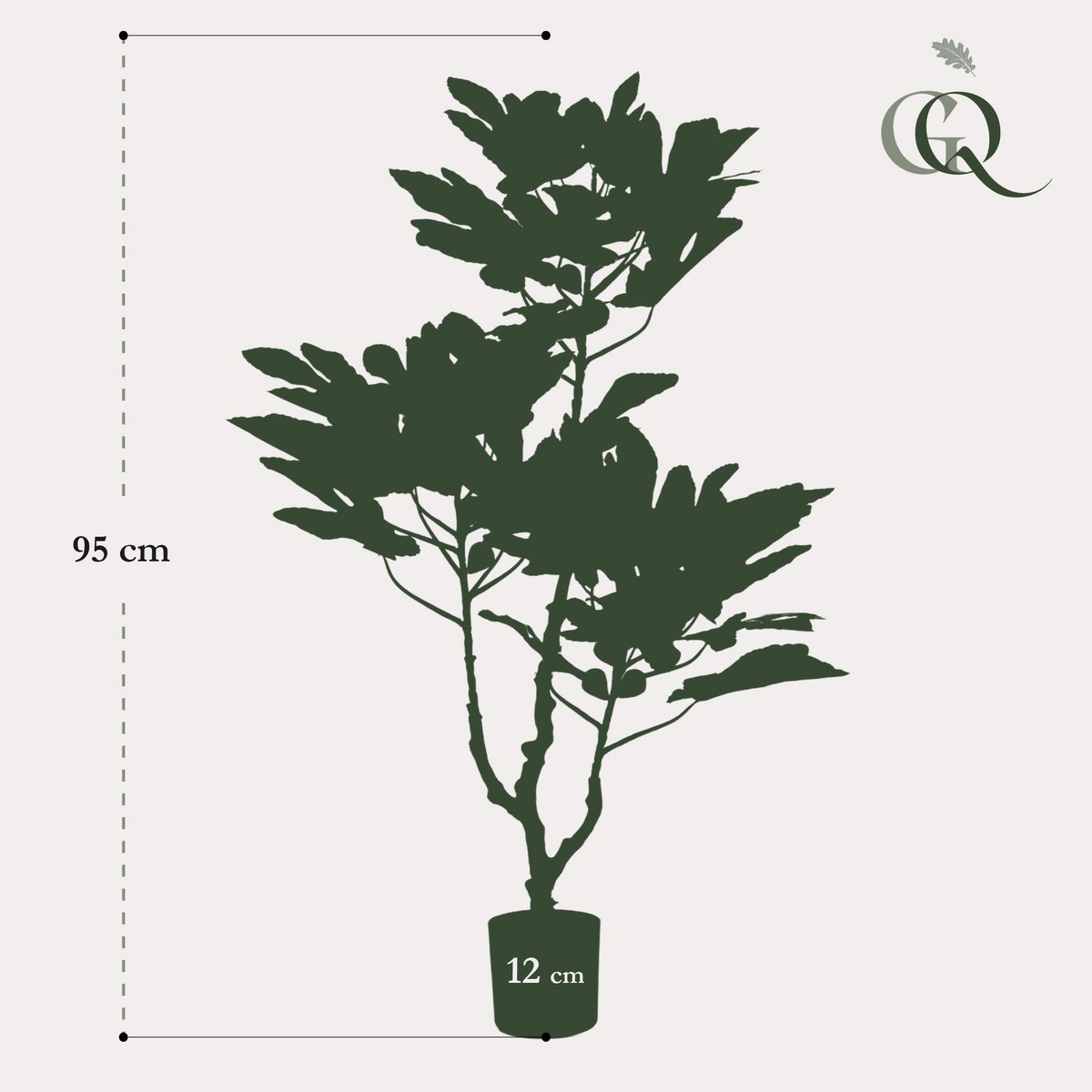 Green BoutiQ - Kunstplant - Ficus Carica - Vijgenboom - 95 cm