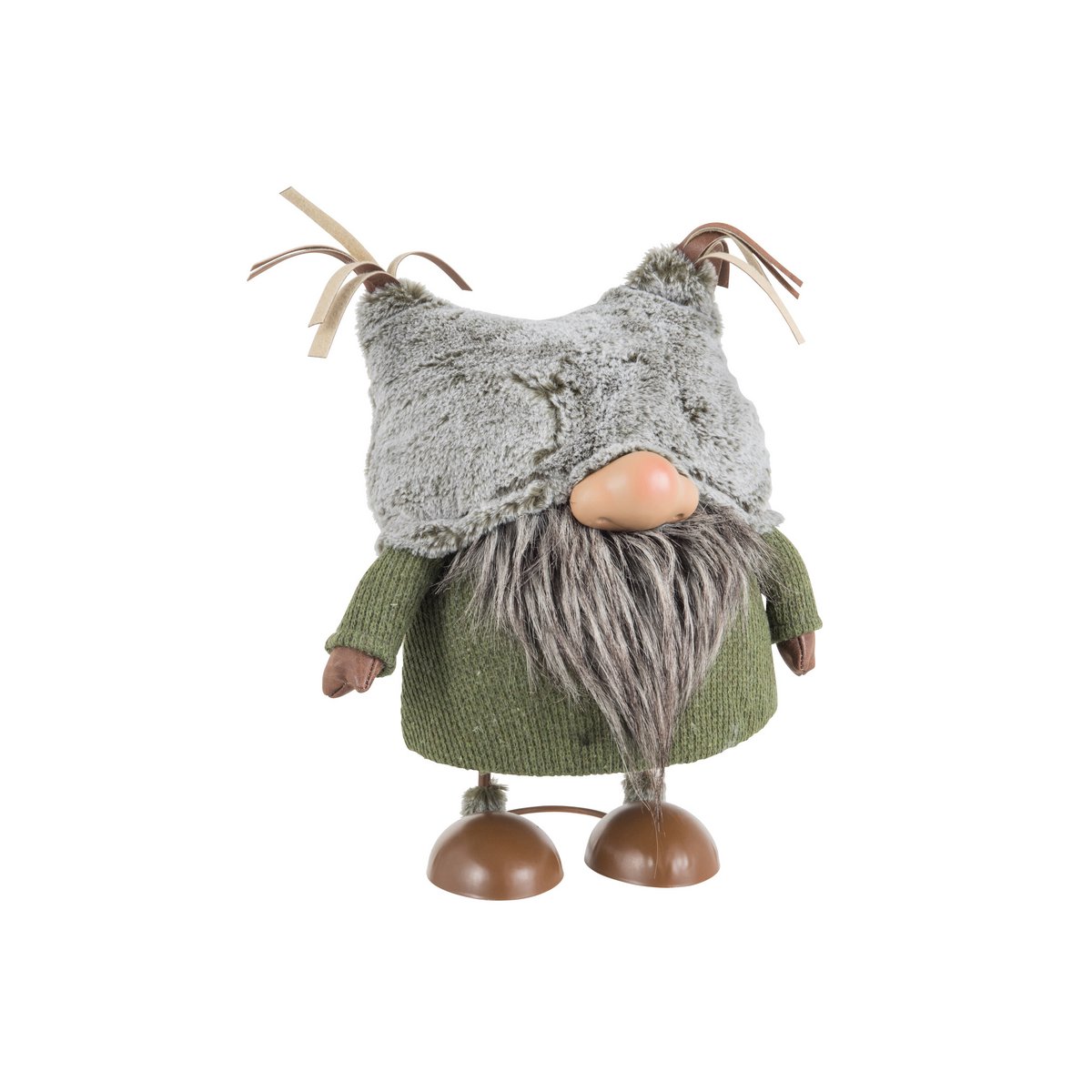 J-Line - Figurine de Noël décorative 'Gnome' (Vert/Marron, Taille L)