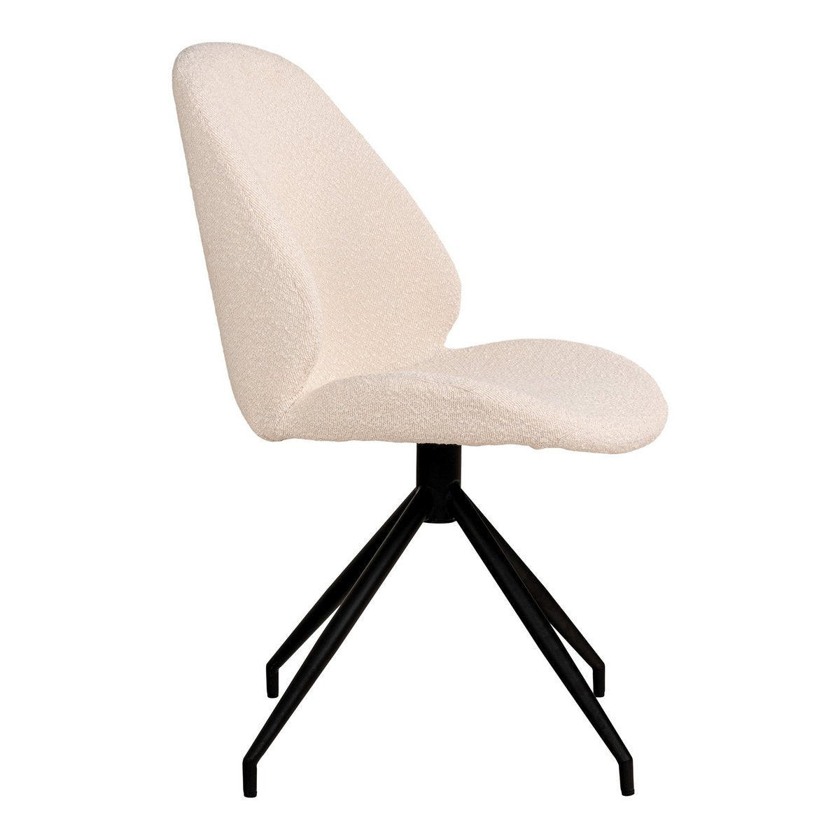 House Nordic – Monte Carlo Dining Chair – Esszimmerstuhl aus Bouclé mit Drehgestell, weiß mit schwarzen Beinen, HN1232 – 2er-Set