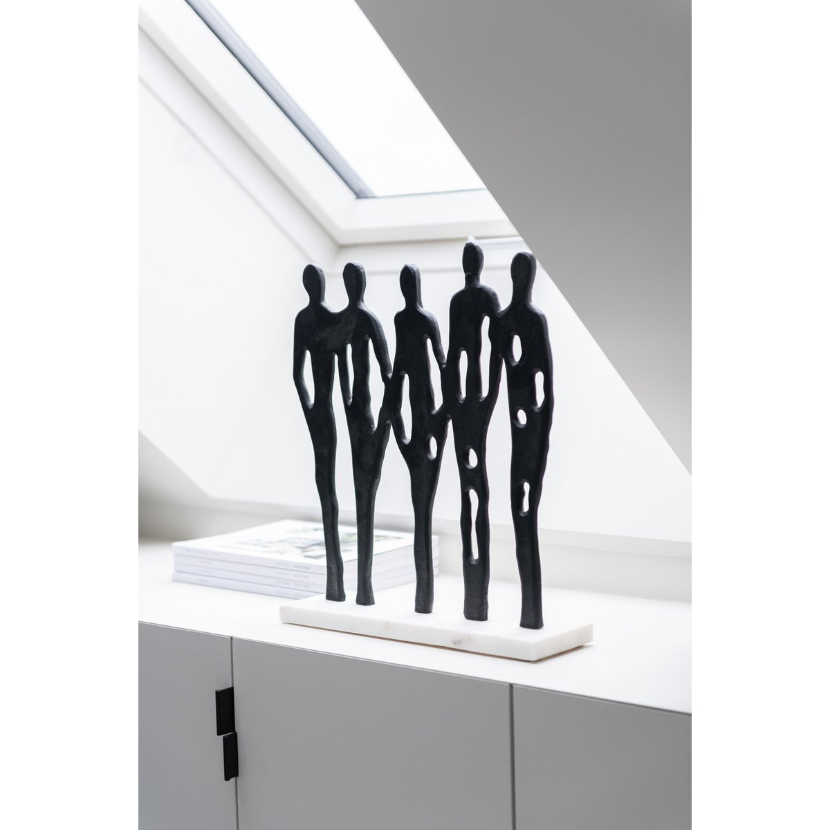 J-Line - Figurine In A Row Aluminium/Marbre Noir/Blanc