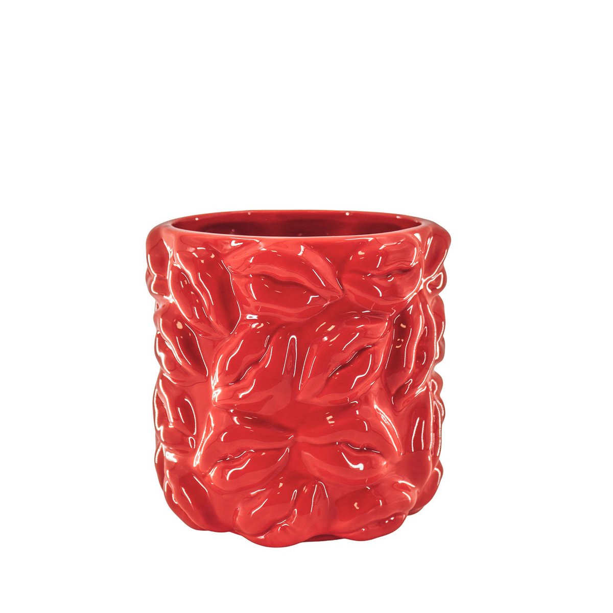 Housevitamin - Pot - Kisses - Keramiek - Rood - 17,5x17,5x17,5cm